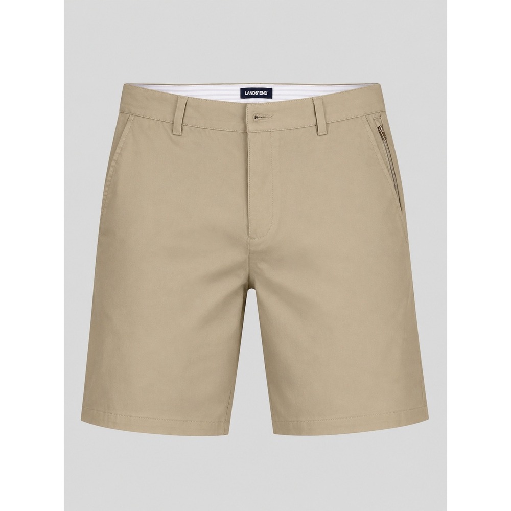 Lands End Boys Chino Shorts Khaki Tan Flat Front School Uniform Size 20 US 20